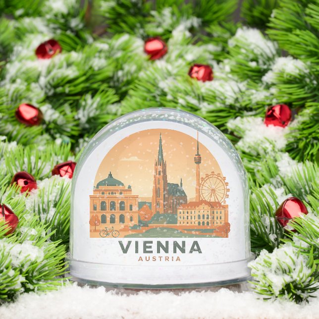 Vintage Vienna Austria Retro Travel Snow Globe (Noël)