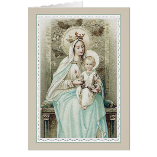 Vintage Vierge Marie Jésus Rosaire (Devant)