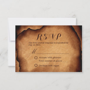 Vintage Vieux Brûlé de papier mariage RSVP