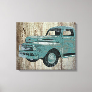 Vintage Vieux Camion sur toile de bois rustique