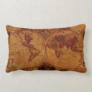 Vintage Vieux Monde Carte Décor Coussin Jeu Oreill