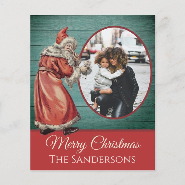 Vintage Vieux Monde Père Noël Photo Noël (Devant)