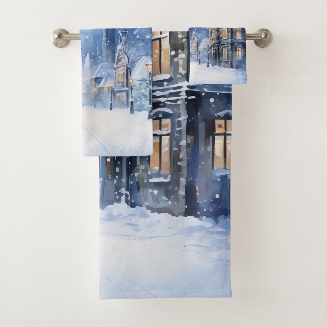 Vintage Village Tempête de neige la nuit (En situation)