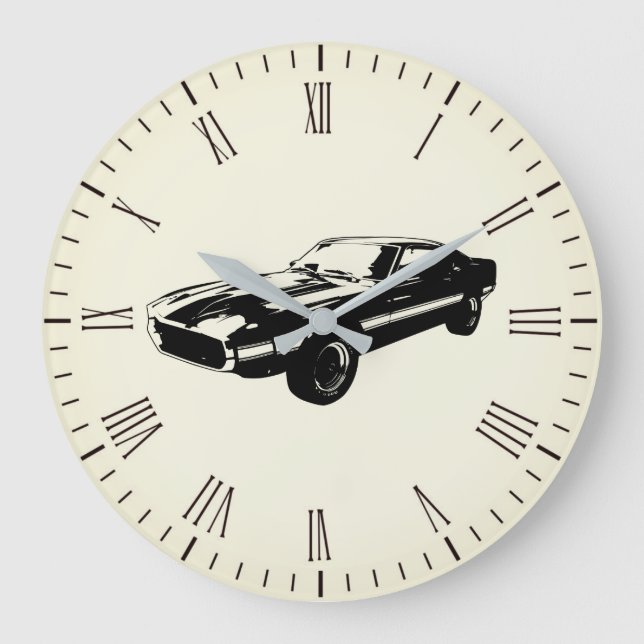 Vintage voiture musculaire Silhouette Horloge mura (Recto)