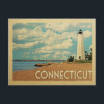 Vintage voyage de carte postale Connecticut Lighth<br><div class="desc">Design Connecticut de style Vintage voyage avec un phare sur la falaise,  surplombant l'océan Atlantique.</div>