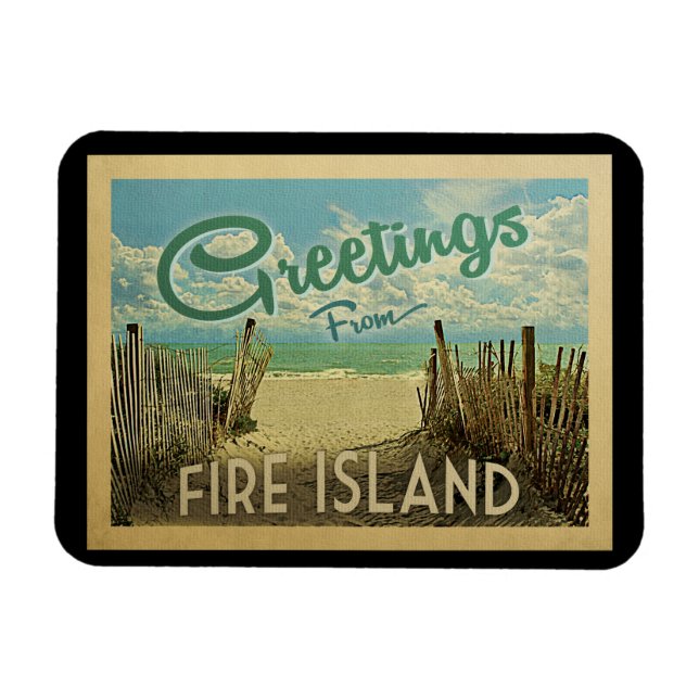 Vintage voyage de plage de Fire Island Magnet (Horizontal)