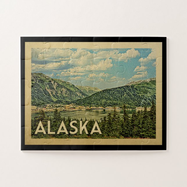 Vintage voyage de puzzle de l'Alaska (Horizontal)