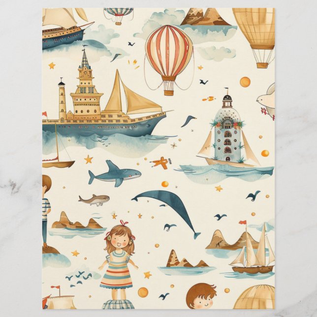Vintage voyage Destination Beach Sea Paper (Devant)