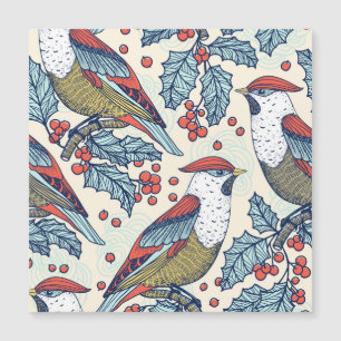 Vintage Waxwings Holly Motif de Noël