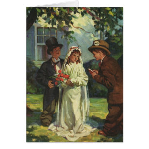 Vintage Wedding, Children Pretend Bride and Groom