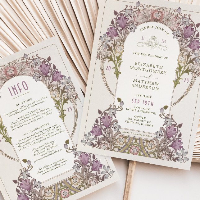 Vintage Wedding Invitation et Info Lavender (Créateur téléchargé)