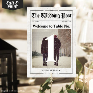 Vintage Wedding Journal Photo Table Numéro Carte