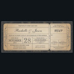 Vintage Wedding Ticket Invitation avec RSVP 3.0<br><div class="desc">Vintage Wedding Ticket Invitation jointe avec RSVP</div>