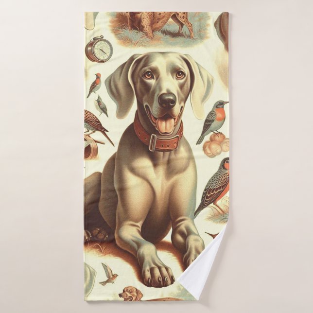 Vintage Weimaraner sans fil (Serviette de bain)