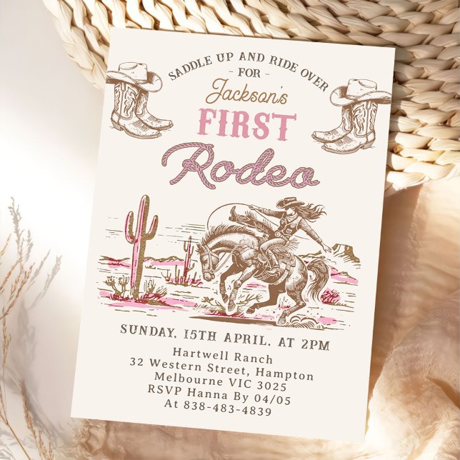 Vintage Western Cowboy First Rodeo Invitation  (Créateur téléchargé)