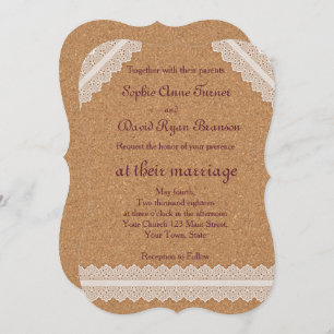 Vintage White Lace Wine Cork Wedding Invitations