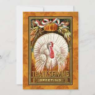 Vintage White Thanksgiving Turquie Invitation