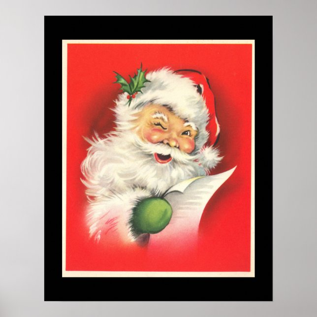 Vintage Winking Jolly Santa Claus - Poster (Devant)