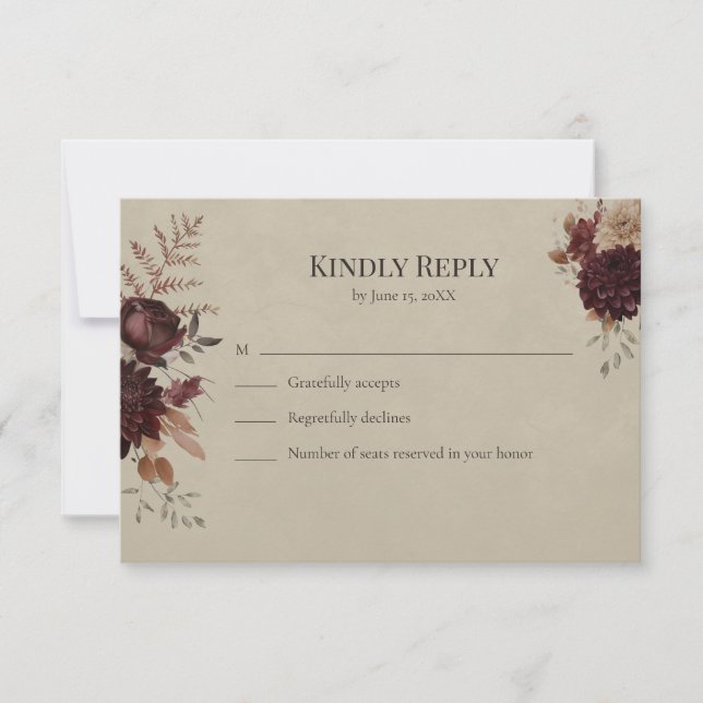 Vintage Witchy Floral Wedding RSVP Card (Devant)