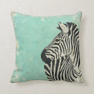 Vintage Zebra Blue MoJo Coussin