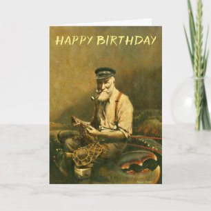 Vintageg Funny Fisherman carte d'anniversaire