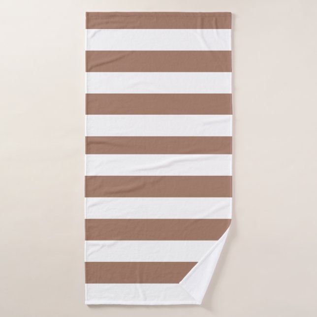 Vintages bandes verticales Mocha Mousse Blanc (Serviette de bain)