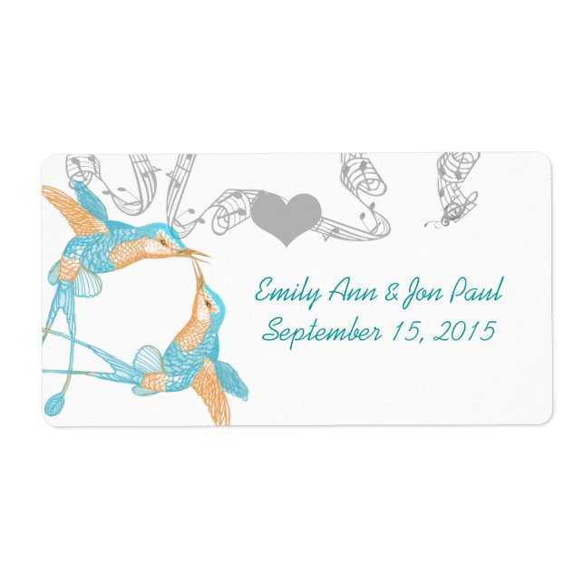Vintages colibris Aqua & Coral Étiquettes (Devant)