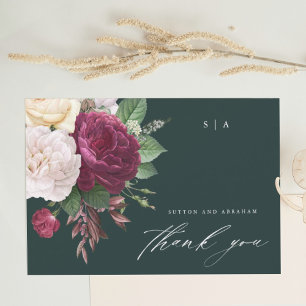 Vintages fleurs mariage fleuri carte de remercieme