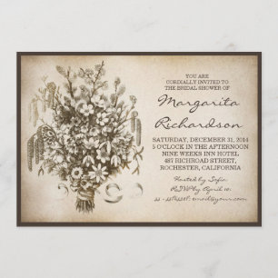 vintages fleurs sauvages invitations à la douche n