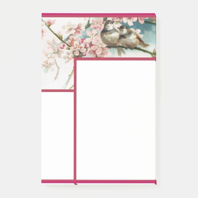 Vintages Oiseaux Et Fleurs 1A Notes post-it (Devant)