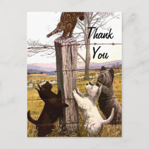 vintages terriers peints merci carte postale