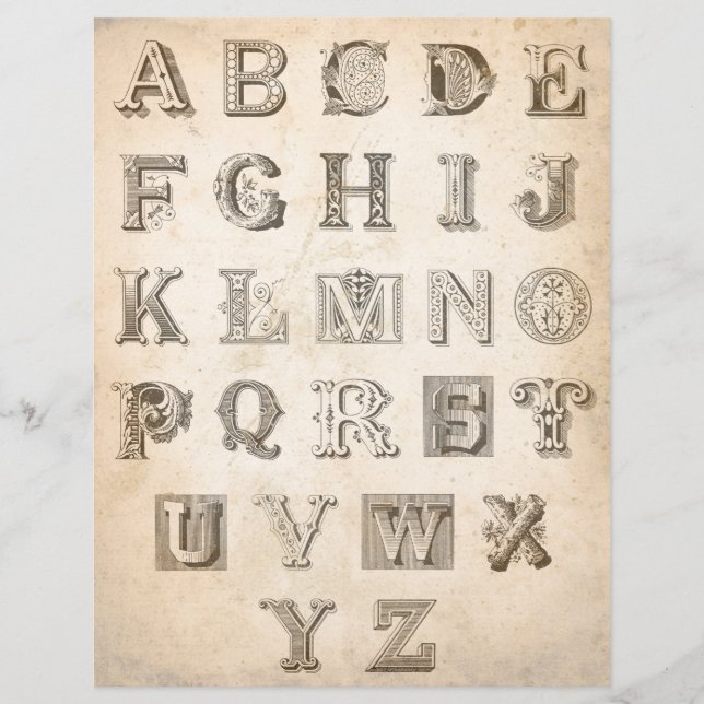 Vintages vieilles lettres ornementales pour découp (Devant)