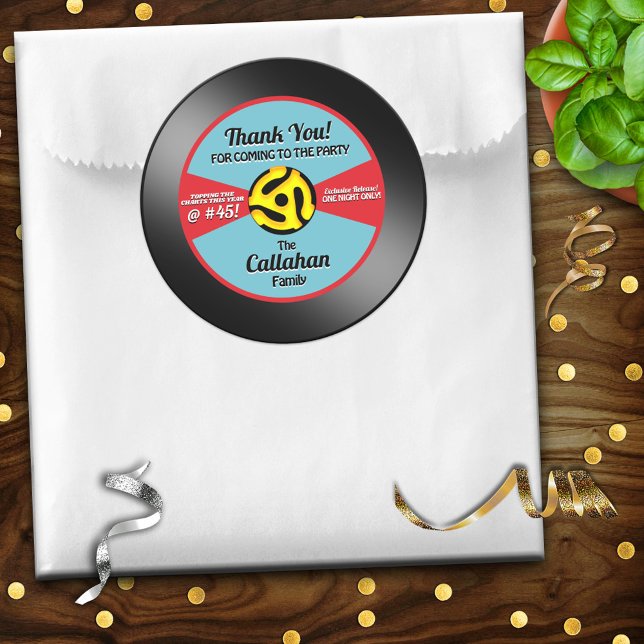 Vinyl 45 Étiquette record Anniversaire Merci de fê (Créateur téléchargé)