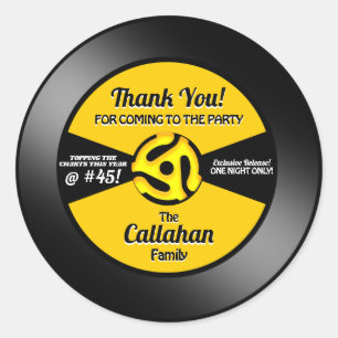 Vinyl 45 Étiquette record Anniversaire Merci de fê