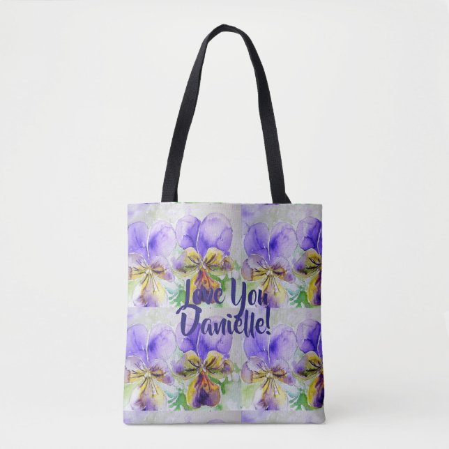 Viola Aquarelle Fleurs Floral Love You Sac fourre- (Devant)