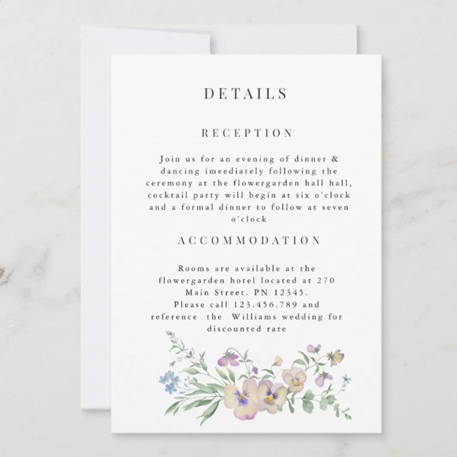 Viola Eucalypt floral Wedding Detail invitation (Créateur téléchargé)