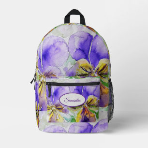 Viola Violas Purple Watercolor Girls Sac à dos