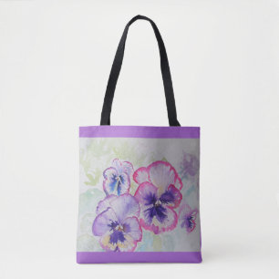 Viola violet Pansy Fleurs Sac fourre-tout Floral