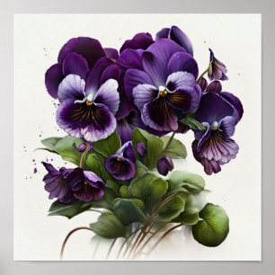 Violas violet Fleur Art Imprimer Poster