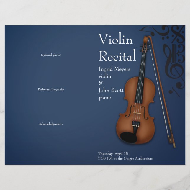 Viole de violon bleu foncé plié Considérant Progra (Devant)