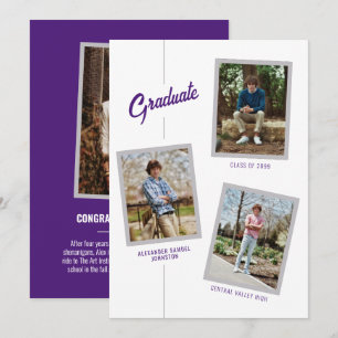 Violet Angled Faire-part d'obtention d'un diplôme 