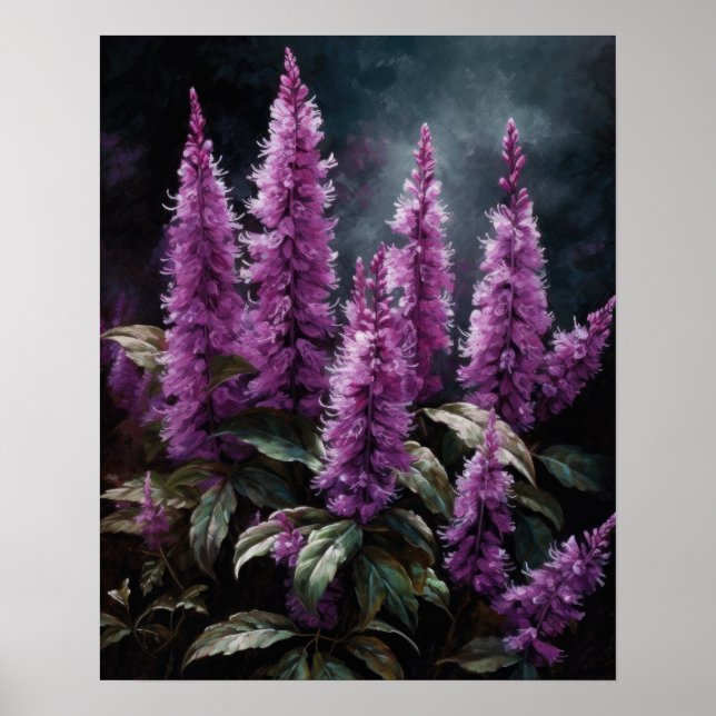 Violet Astilbe Fleurs Art Imprimer Poster (Devant)