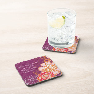Violet avec Dessous de verre à grandes fleurs