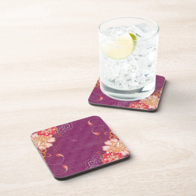 Violet avec Dessous de verre à grandes fleurs (Côté Droit)