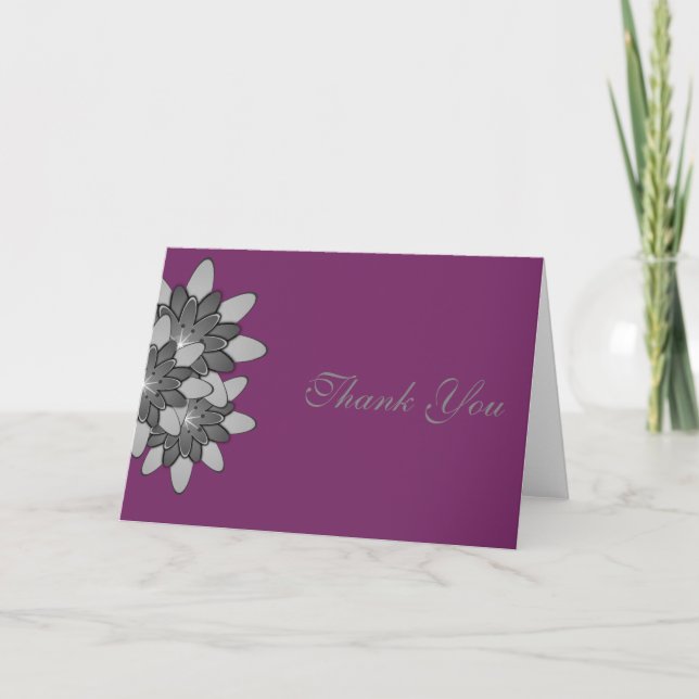 Violet avec Gris Floral Lotus Merci (Devant)