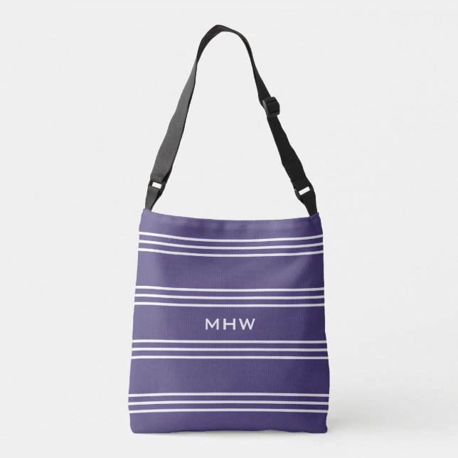 Violet bandes de sacs monogrammes personnalisés (Dos)
