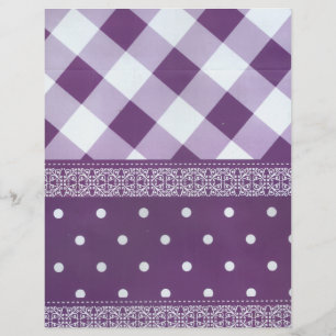 Violet blanc À damiers Polka Dot Floral Damask Art
