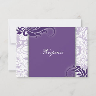 Violet blanc Élégant Floral Mariage Réponse RSVP