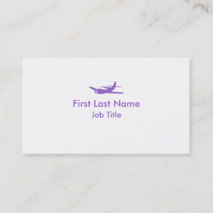 Violet blanc simple avion cartes de visite personn