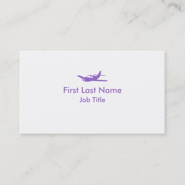 Violet blanc simple avion cartes de visite personn (Devant)